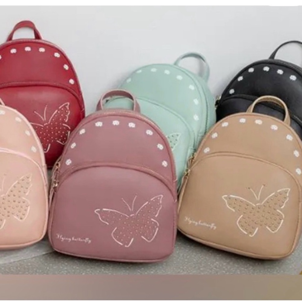 🌸. 316.  Cute Butterfly Small Backpack - Pink
